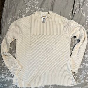 Cream Ribbed Mock Neck Women’s Sweater